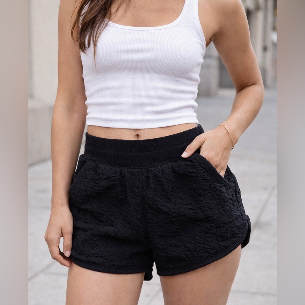 Free People Movement‎ Black Textured Athletic Shorts Ribbed Small Quilted Bundle